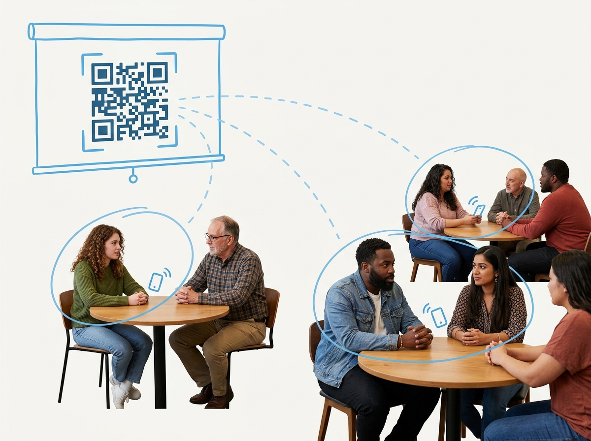 Table host scanning a QR code to join the session